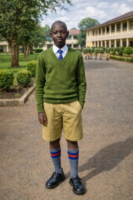Student in full school uniform